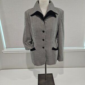 Vtg 80s Does 40s Norma Kamali Black/White Houndstooth Jacket, New Look,40" Bust